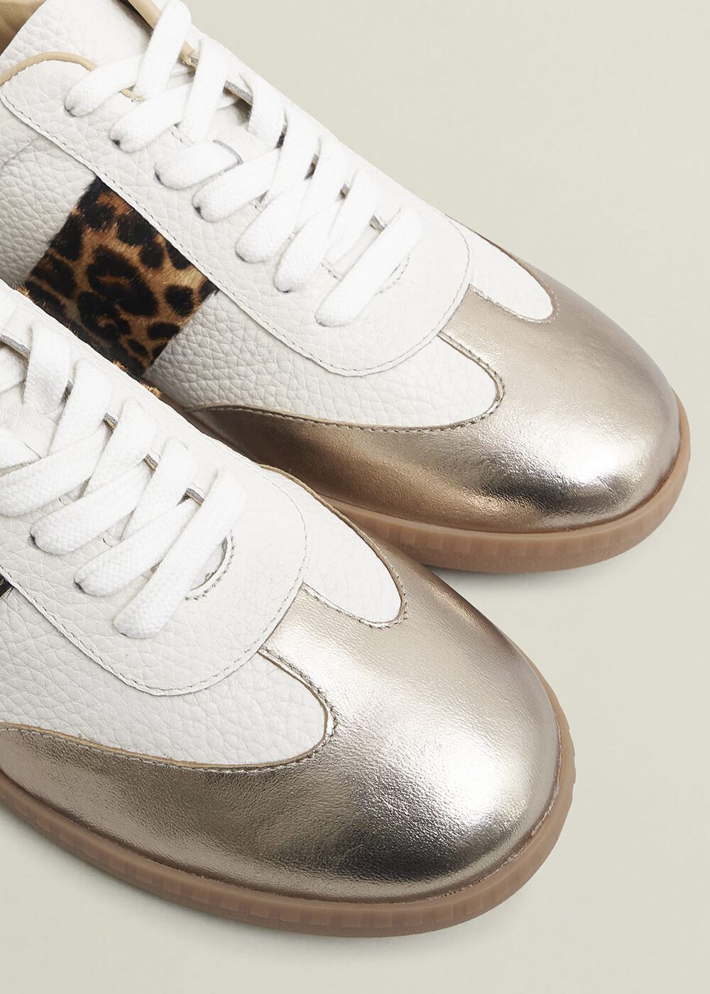 Etta Leather Trainers, Ivory Leopard, hi-res