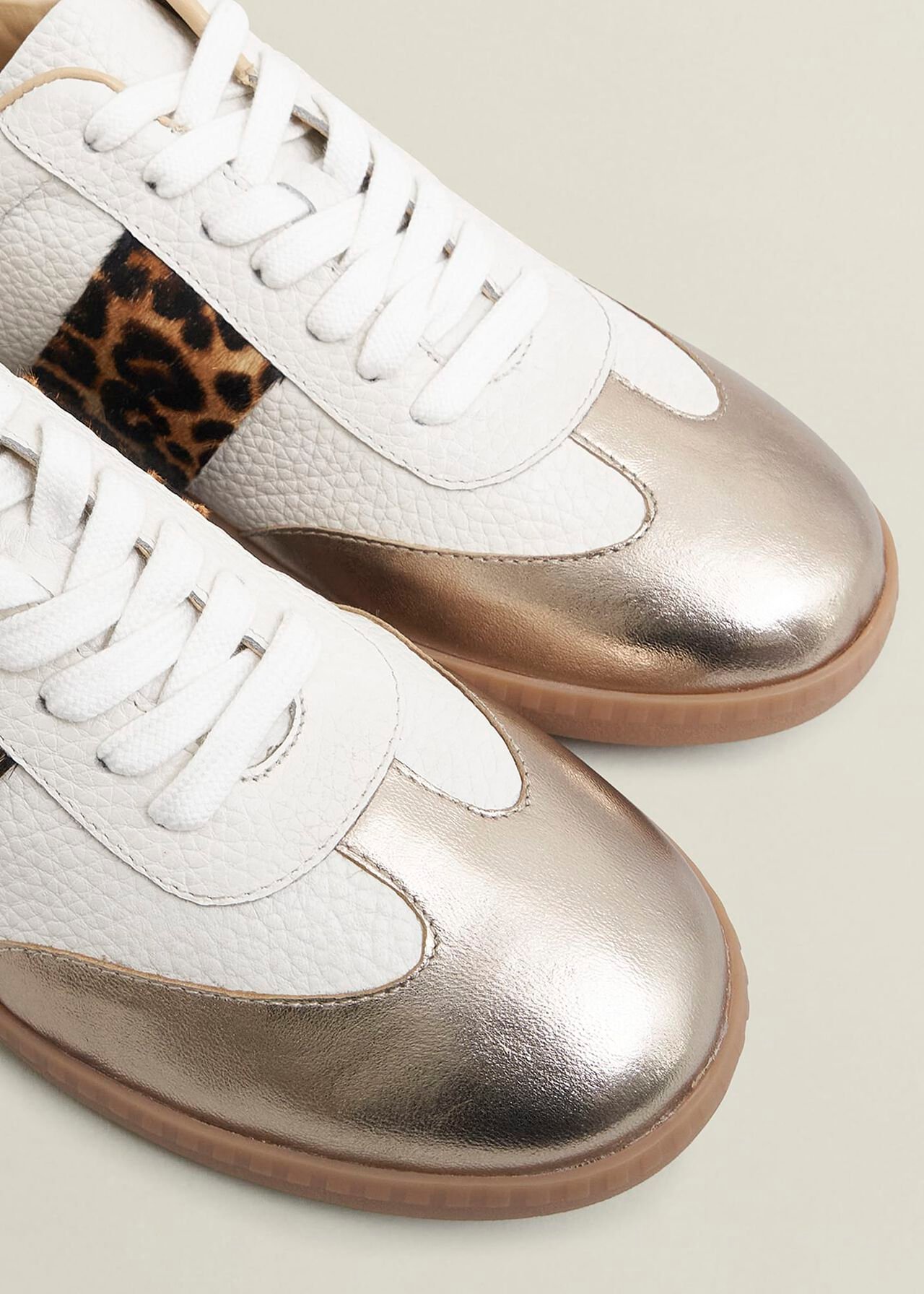 Etta Leather Trainers, Ivory Leopard, hi-res