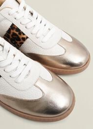 Etta Leather Trainers, Ivory Leopard, hi-res