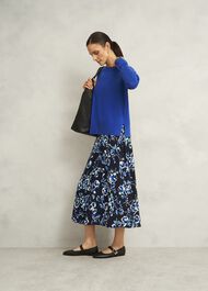 Blue Darla Wool Blend Chunky Crew Neck Knitted Sweater, Rich Vivid Blue, hi-res