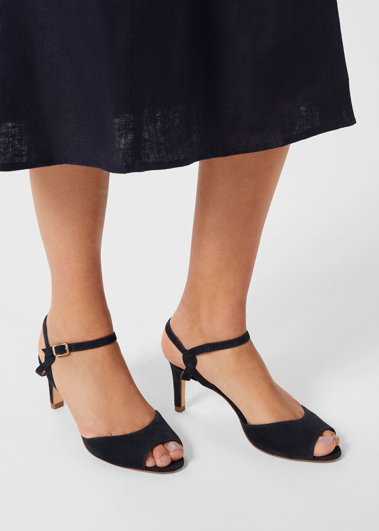 Leia Suede Heeled Sandals, Navy, hi-res
