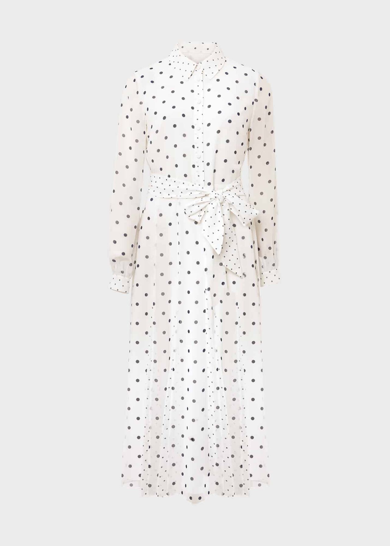 Lucilla Spot Midi Dress, Ivory, hi-res