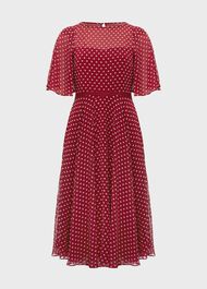 Eleanor Spot Fit And Flare Dress, Burgundy Ivory, hi-res