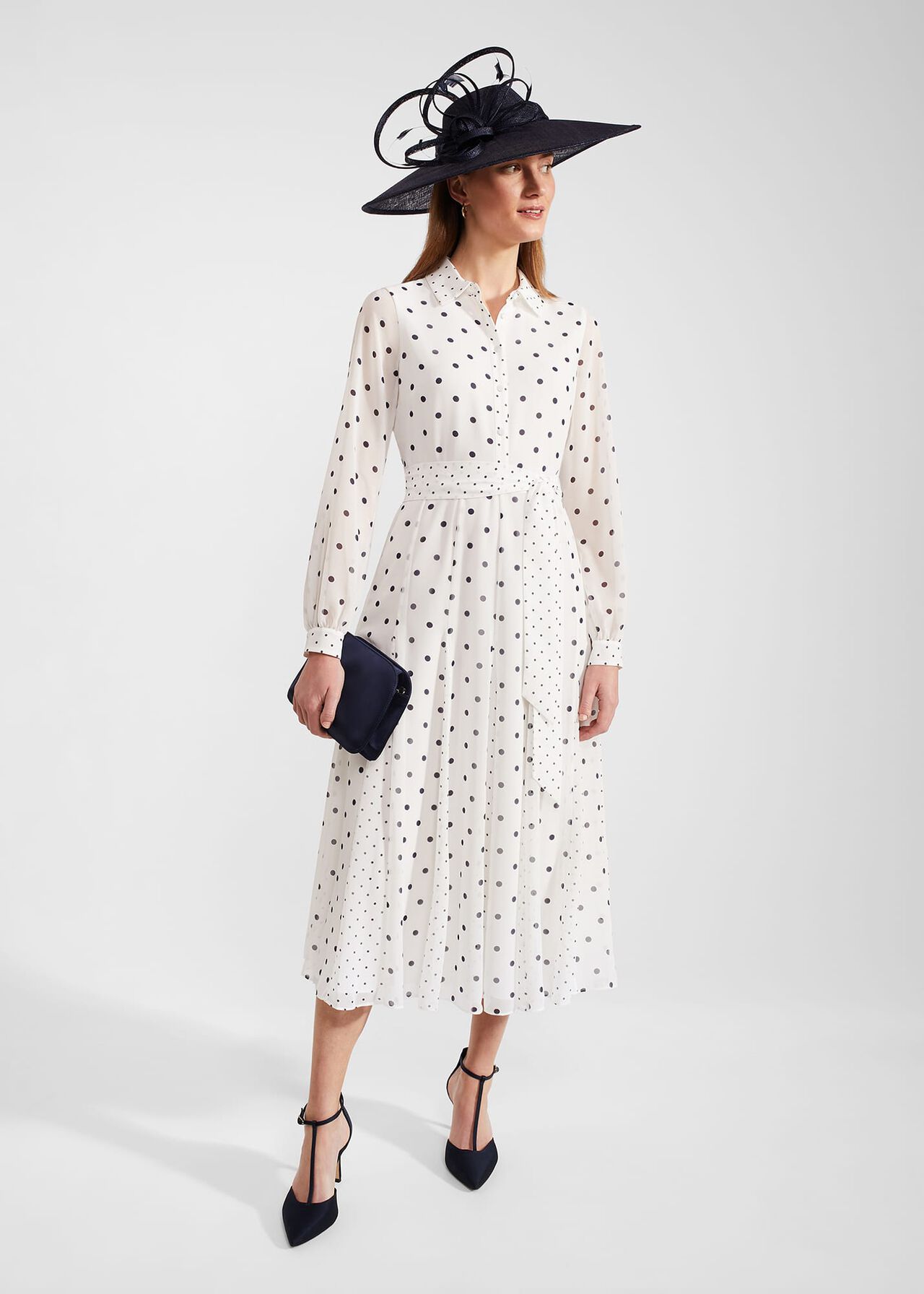 Lucilla Dress, Ivory Navy, hi-res