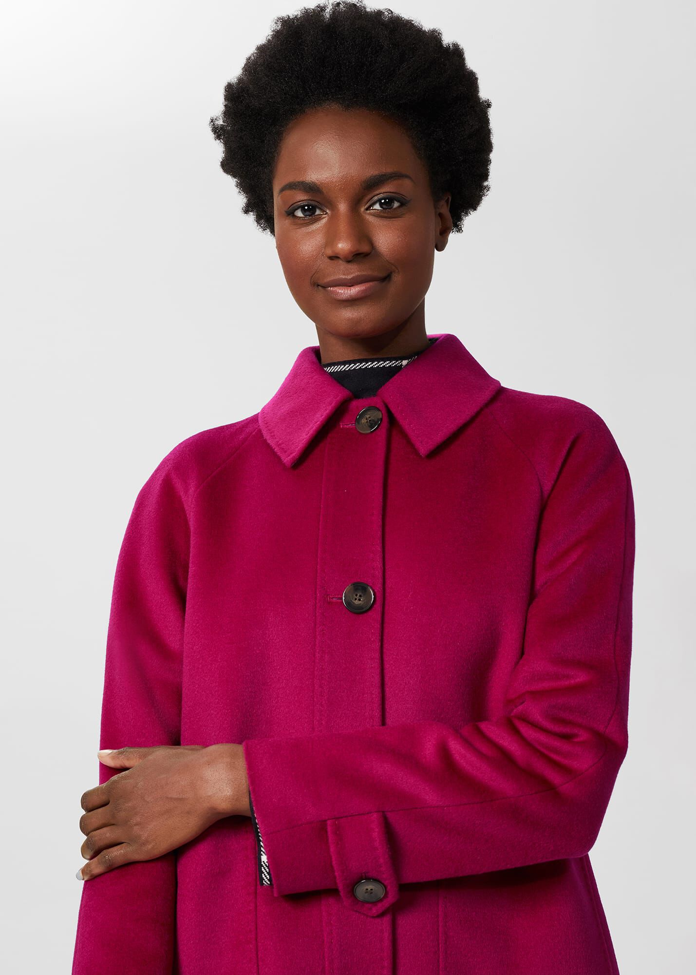 Fuschia pink on sale wool coat