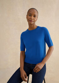 Leena Knitted Top, True Blue, hi-res