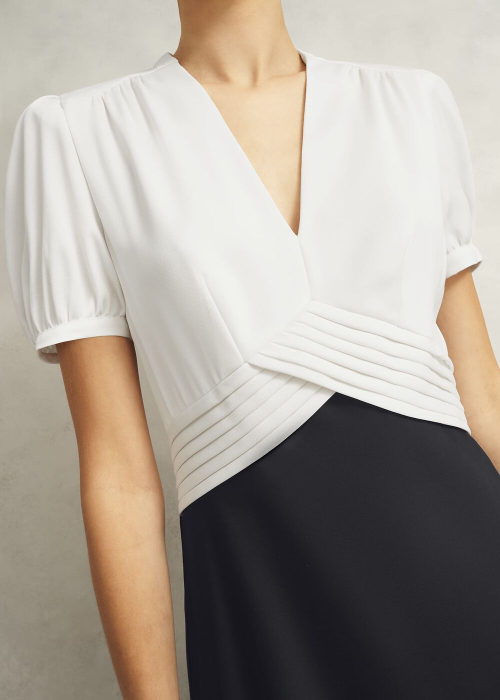 Elizabeth Colourblock Satin Maxi Dress, Black Ivory, hi-res