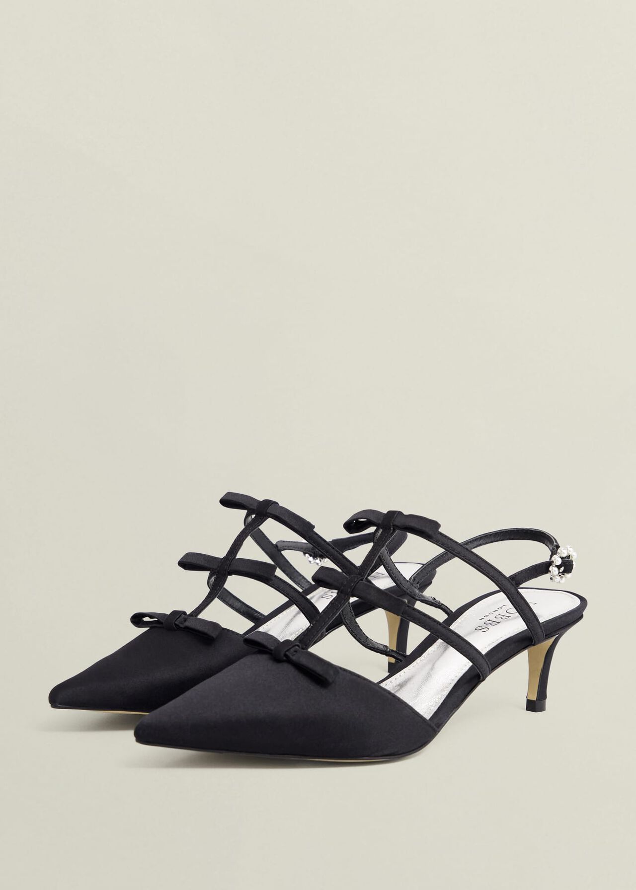 Gosford Satin Heels, Black, hi-res