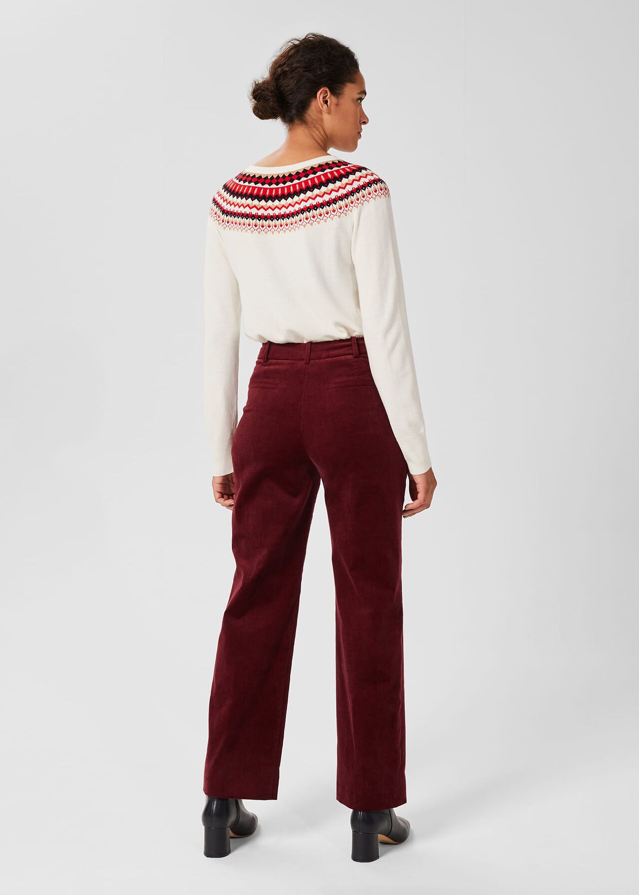 Kassandra Cord Trousers, Dark Red, hi-res