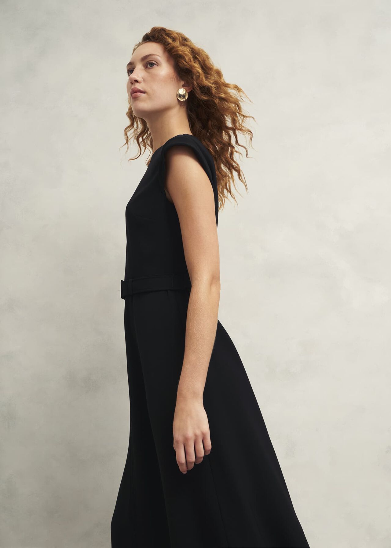 Meera Belted Dress, Black, hi-res