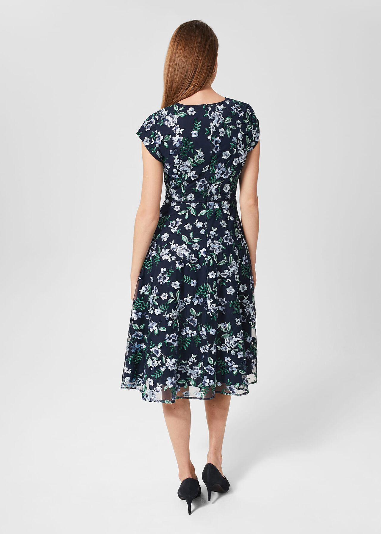 Petite Tia Embroidered Dress, Pale Blue Multi, hi-res