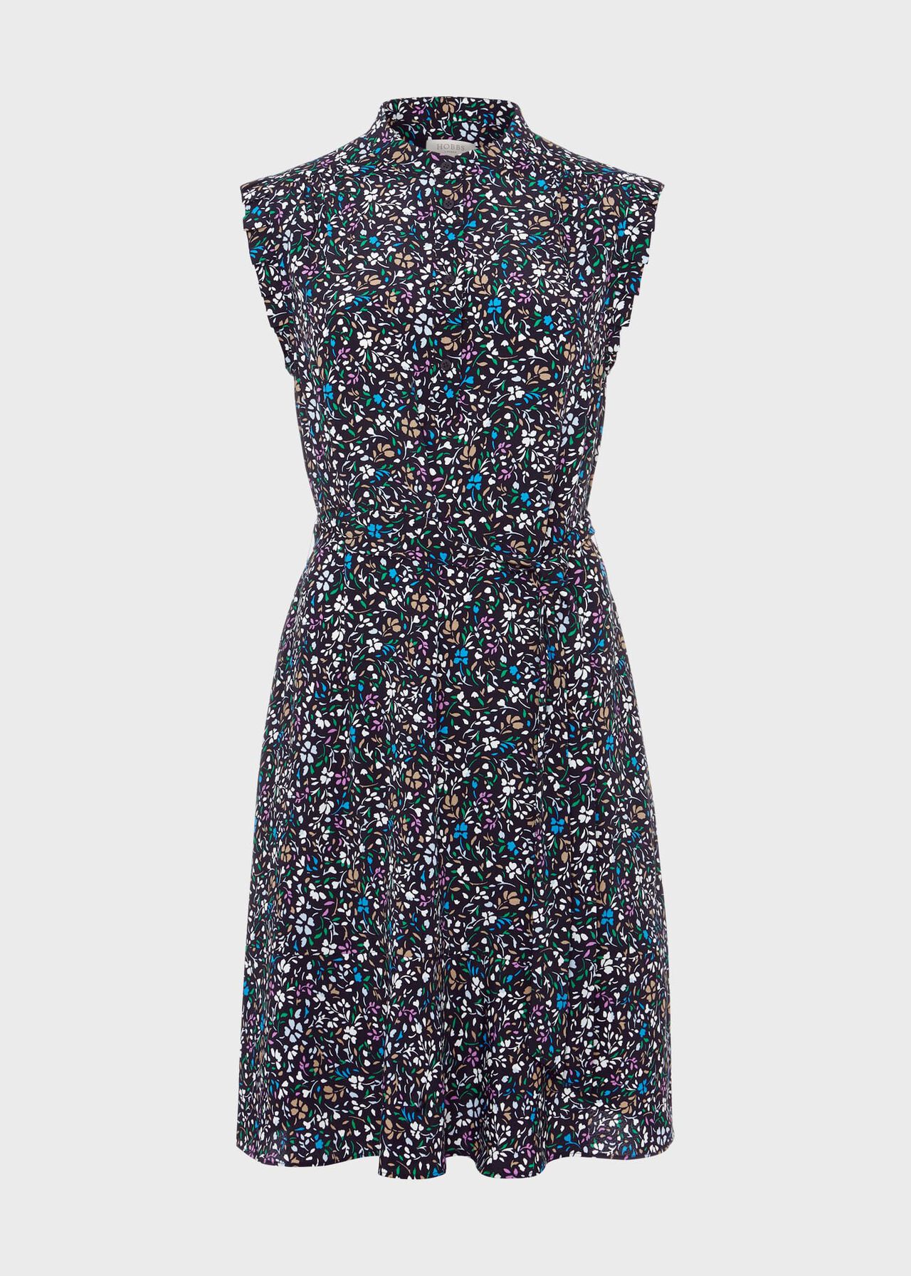 Frida Floral Belted Dress, Navy Multi, hi-res