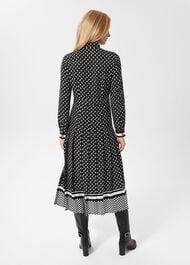 Aurielia Silk Dress, Black Ivory, hi-res