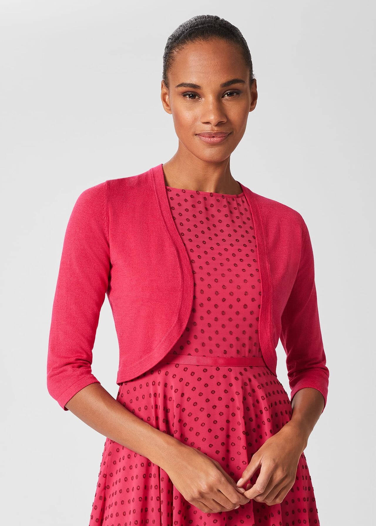 Della Spot Fit And Flare Dress, Fuchsia Pink, hi-res