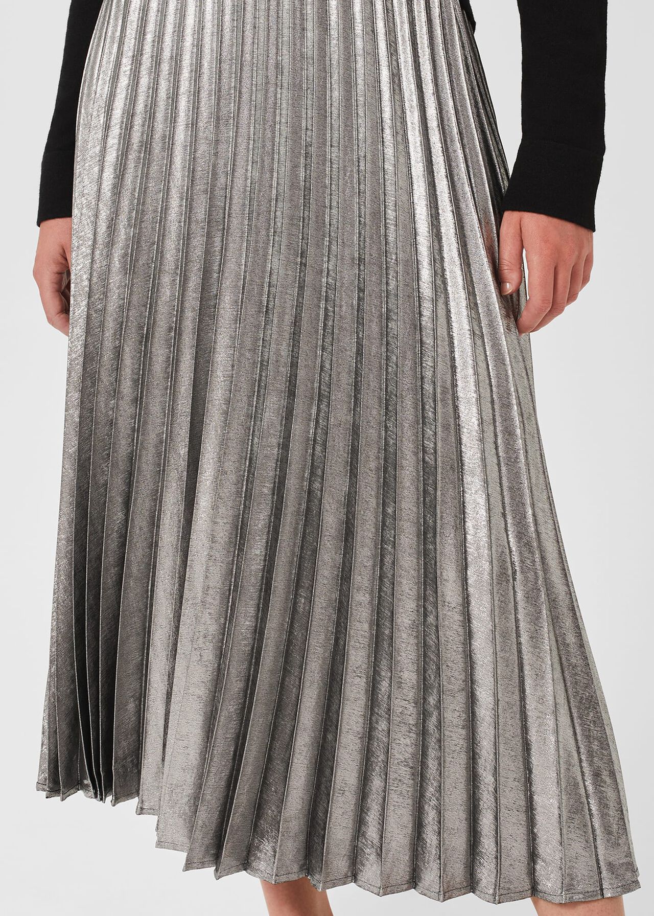 Annabella Pleated Skirt, Silver, hi-res