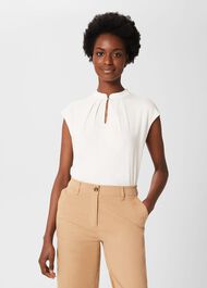 Maeve Button Neck Top , Ivory, hi-res