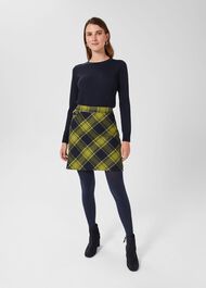 Arianne Wool Skirt, Green Navy, hi-res