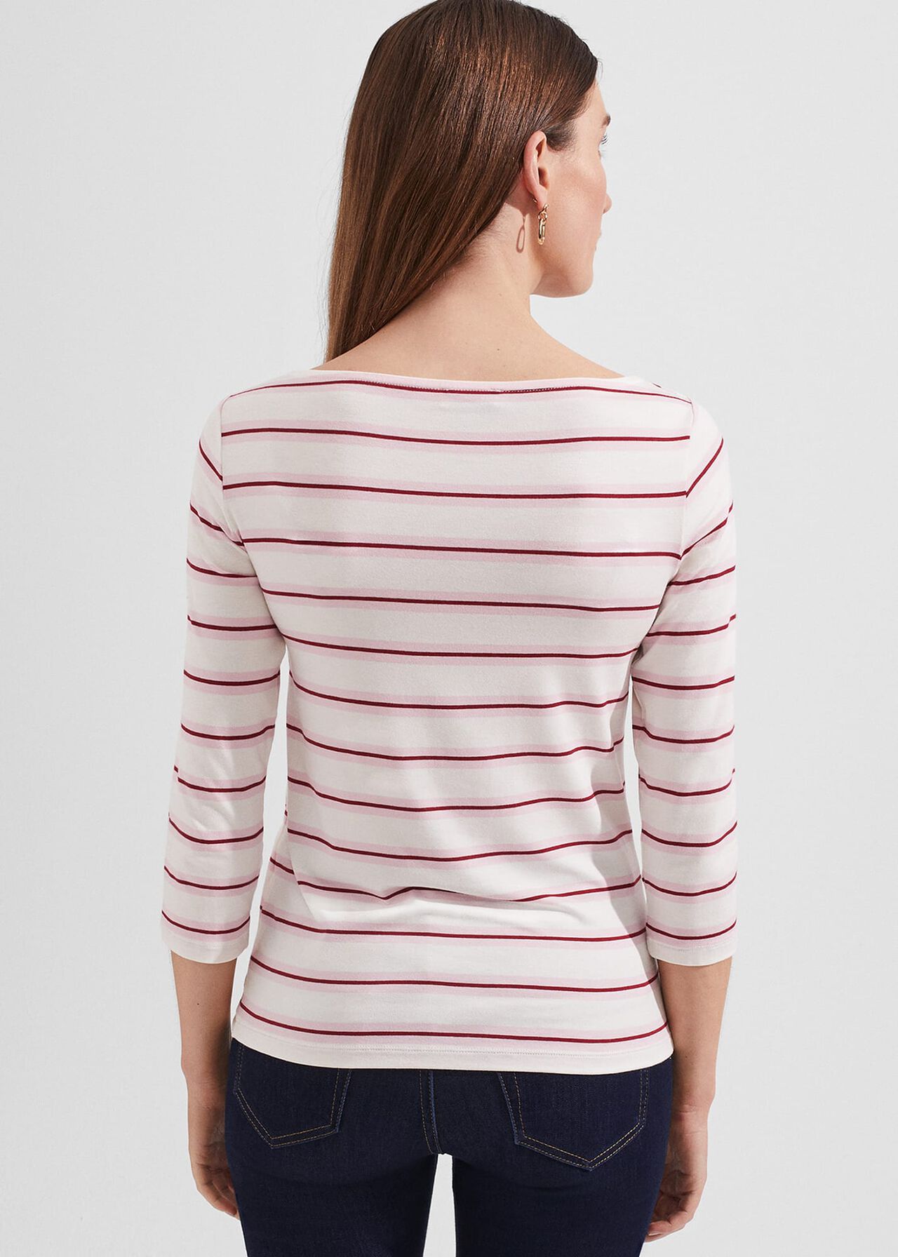 Sonya Stripe Top, Ivory Pink, hi-res