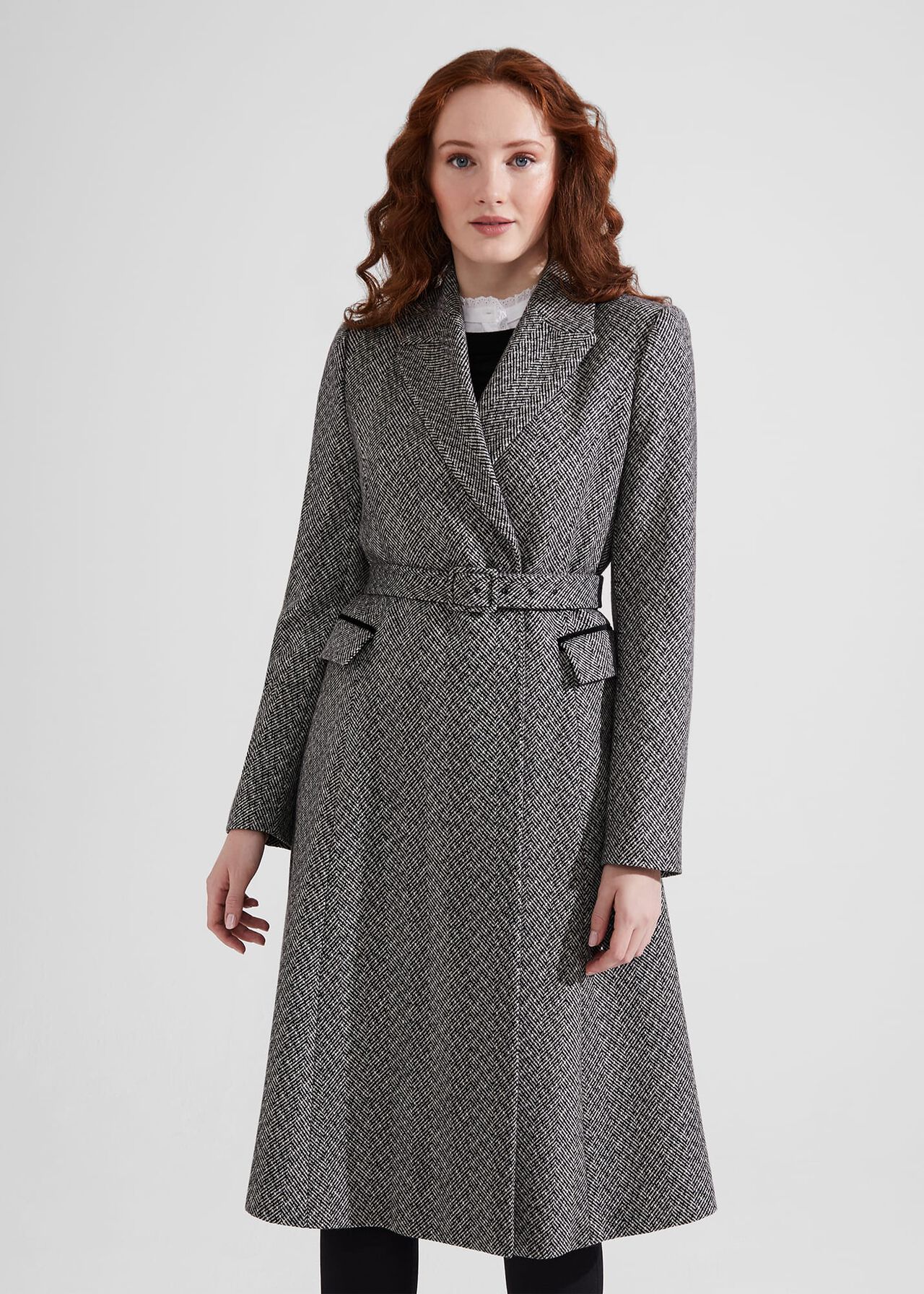 Sian Wool Blend Coat, Black Ivory, hi-res