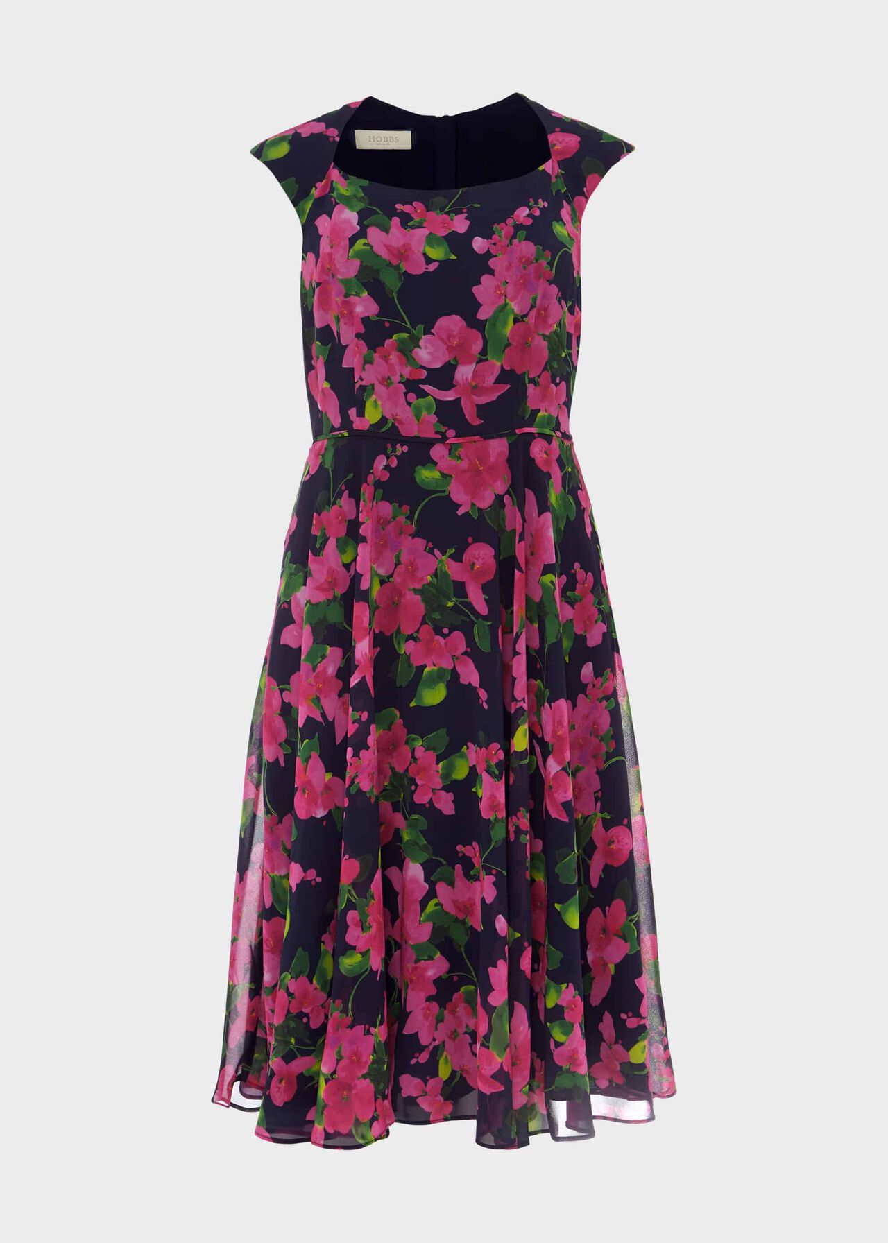 Lauren Fit And Flare Dress Navy Multi