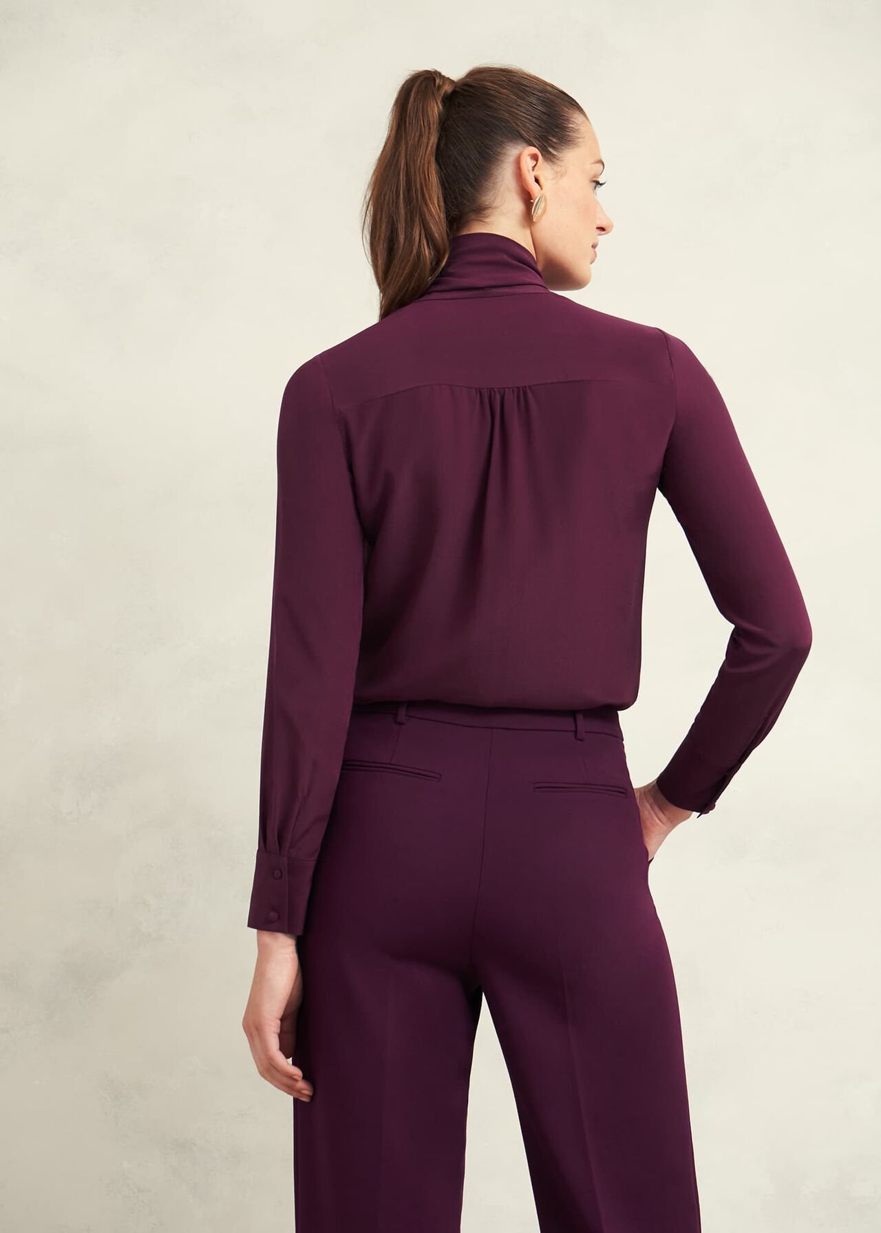 Mimi Silk Blouse, Warm Plum, hi-res
