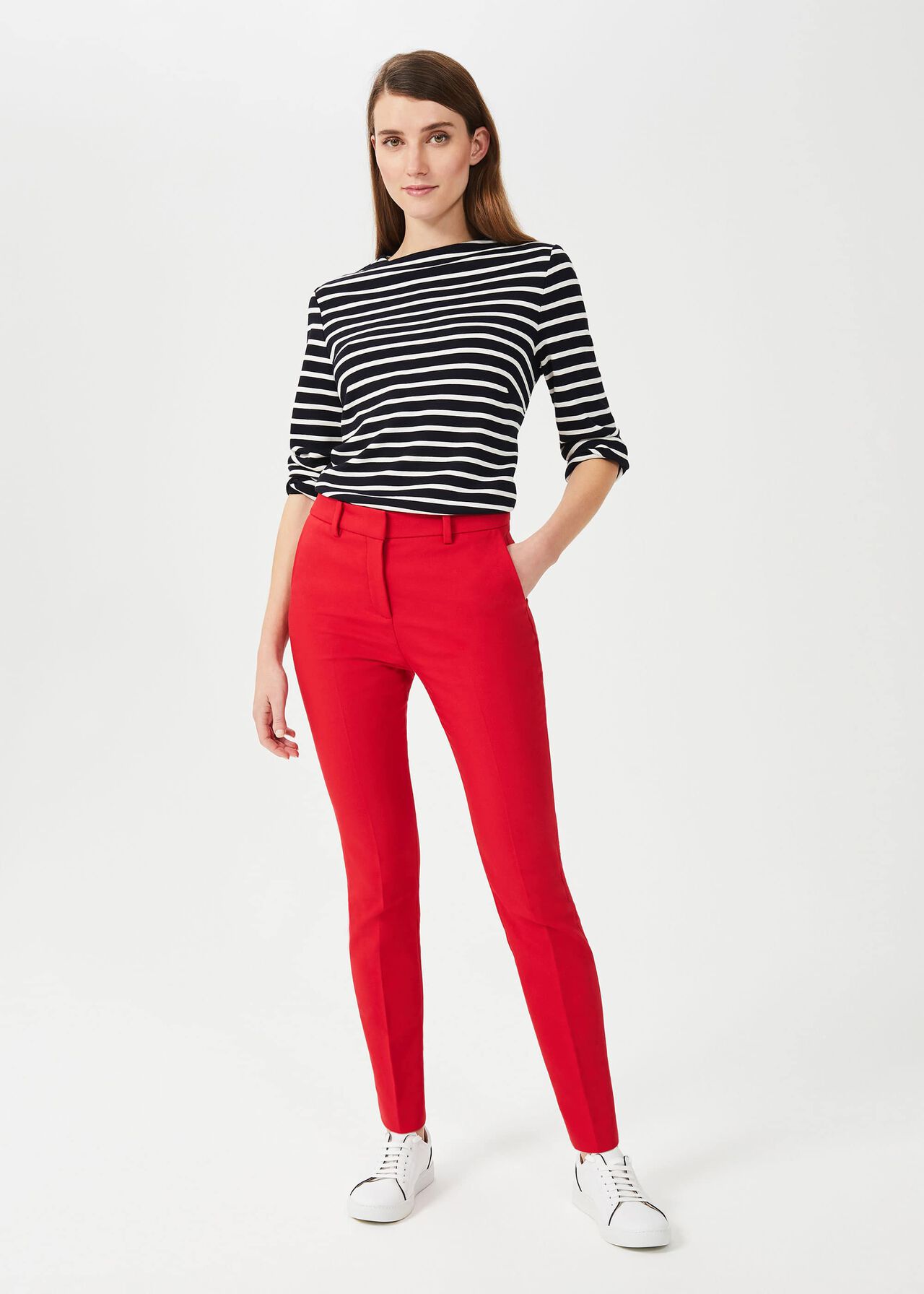 Iva Slim Trousers With Stretch, Red, hi-res