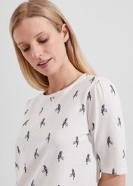 Eva Cotton Printed T-Shirt, White Navy, hi-res