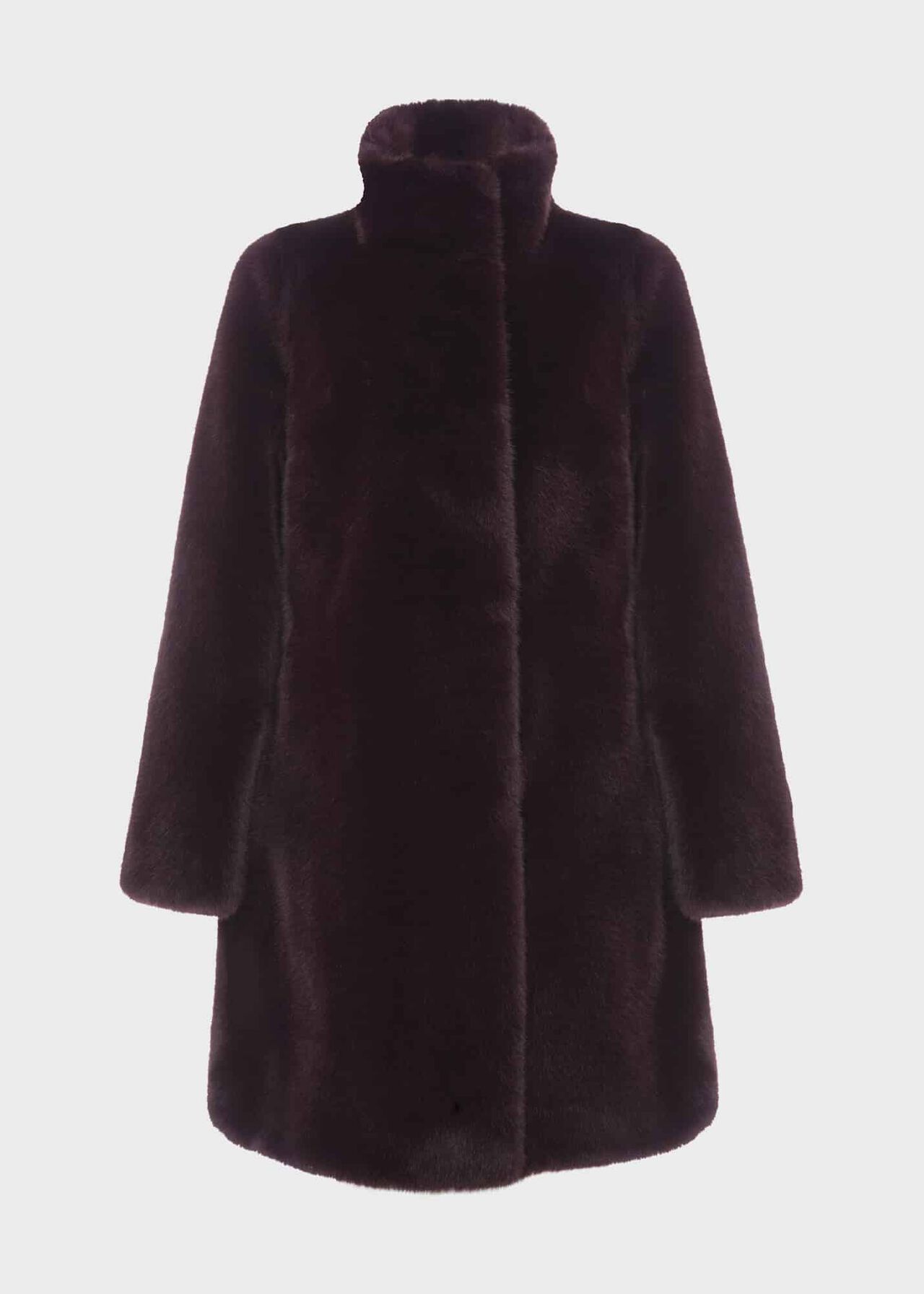 Maddox Faux Fur Coat, Dark Berry, hi-res