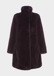 Maddox Faux Fur Coat, Dark Berry, hi-res