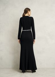 Meryl V Neck Maxi Dress, Black, hi-res