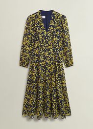 Petite Aurora Dress, Navy Yellow, hi-res