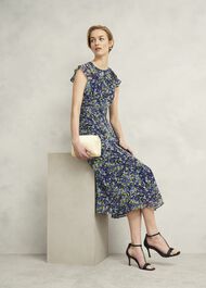 Dawn Frill Collar Dress, Blue Multi, hi-res