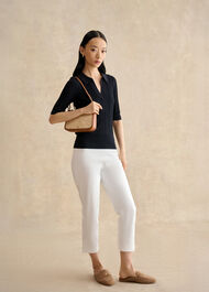 Blair Pointelle Knitted Polo Top, Hobbs Navy, hi-res