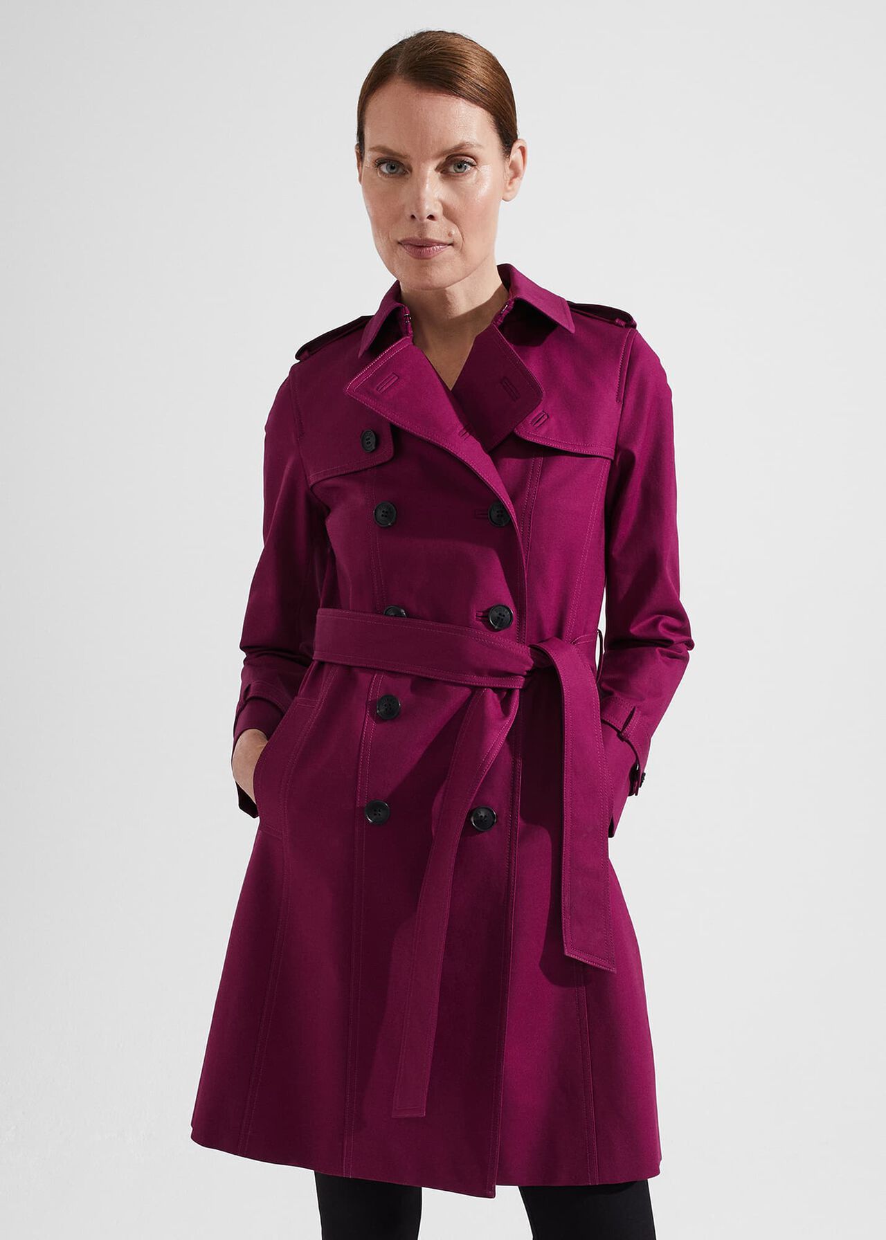 Saskia Shower Resistant Trench Coat, Warm Plum, hi-res