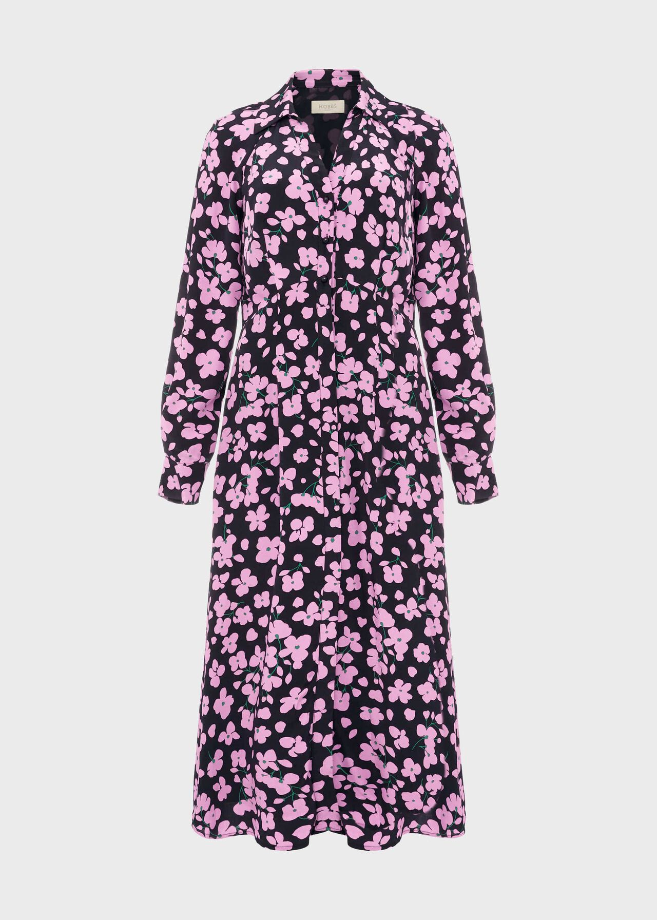 Lulu Floral Midi Dress, Navy Pink, hi-res