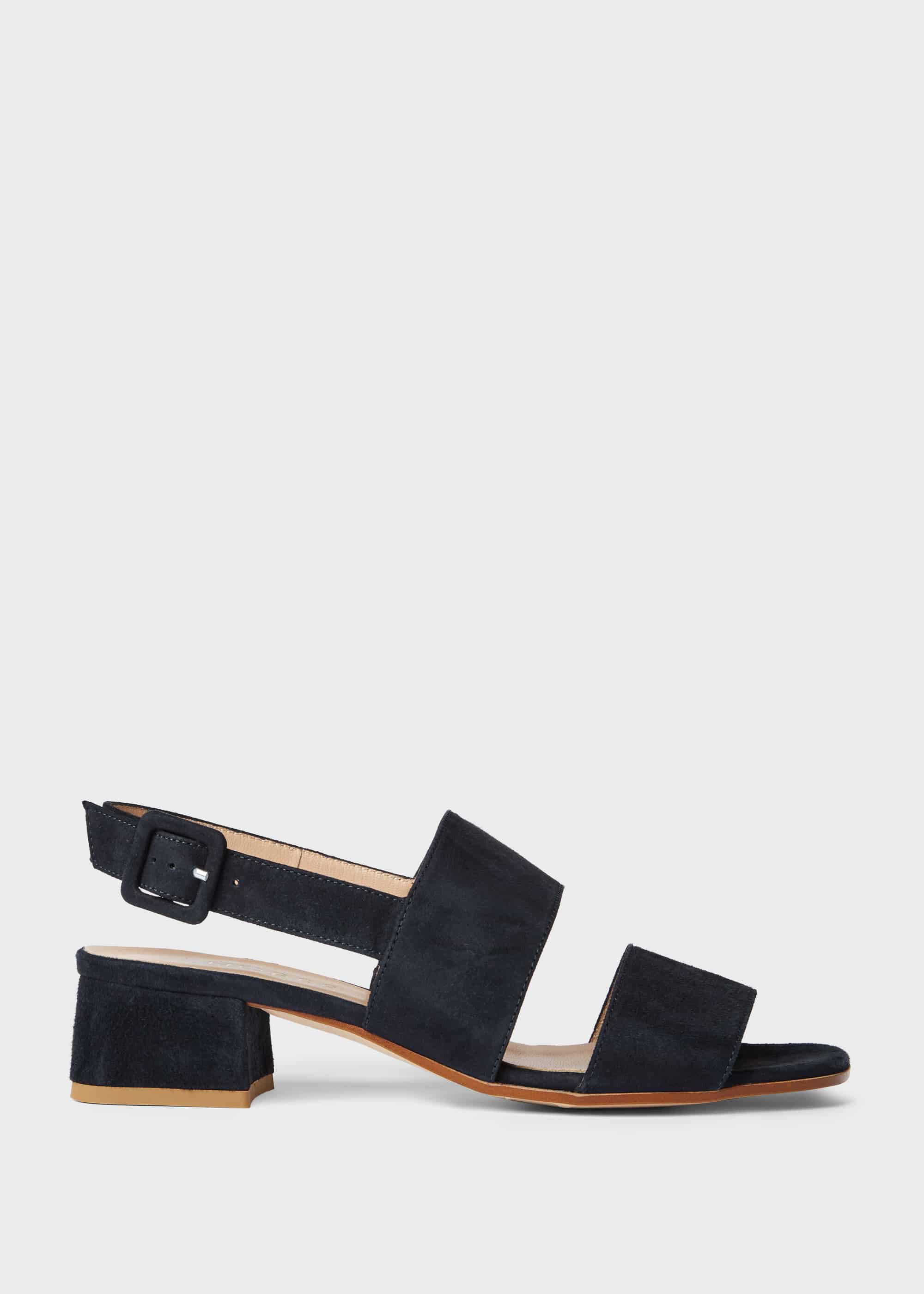 suede block heel sandals