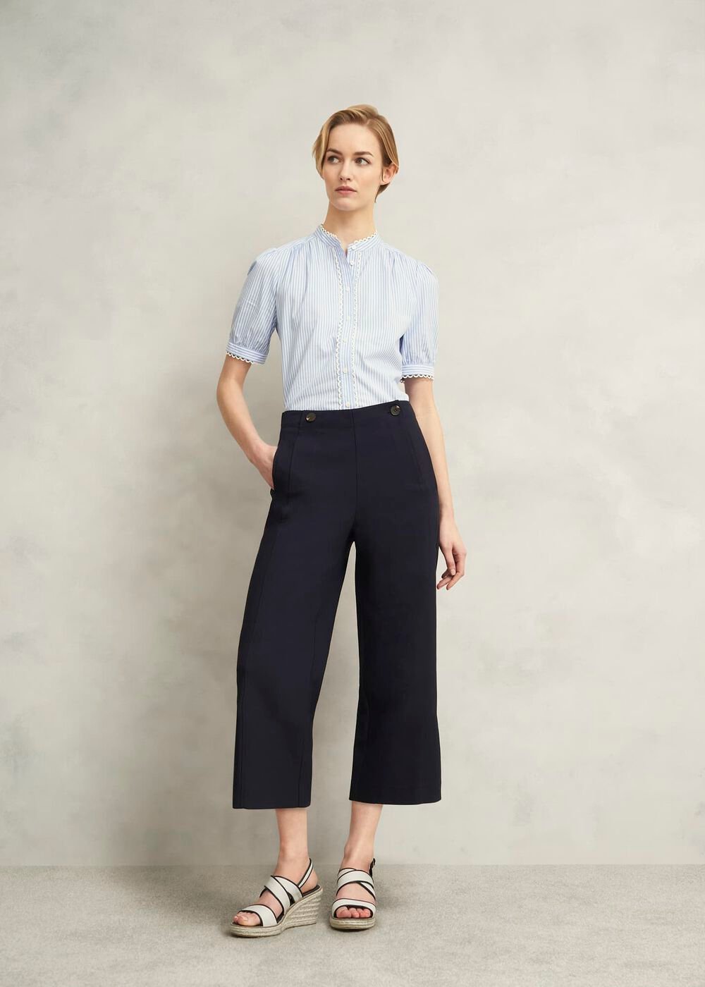Kimmi Crop Trousers, Navy, hi-res