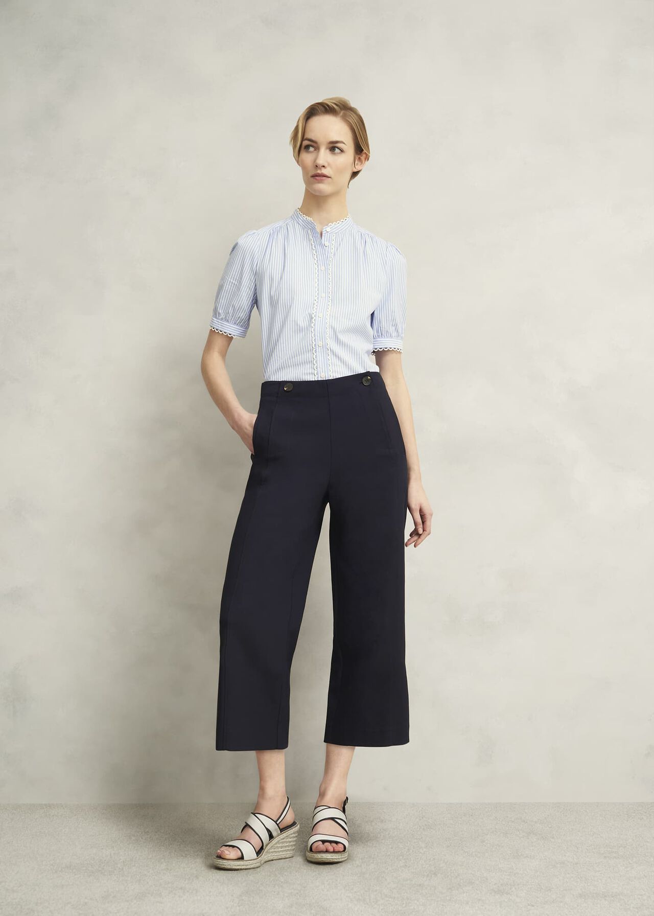 Kimmi Crop Trousers, Navy, hi-res