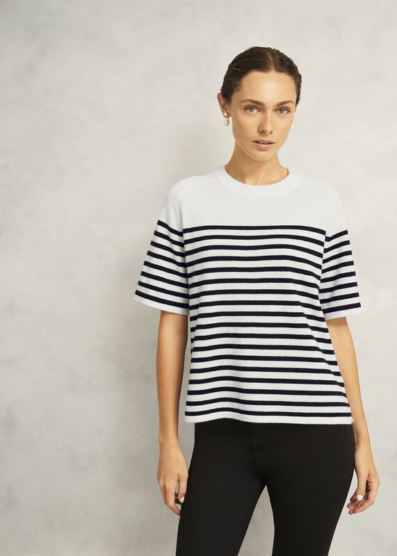 Ivory Demi Wool Blend Short Sleeve Knitted T-Shirt