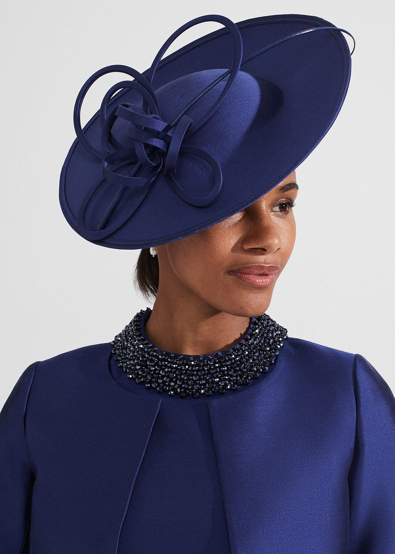 Eugeni Silk Wool Fascinator, Royal Blue, hi-res