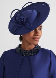 Eugeni Silk Wool Fascinator, Royal Blue, hi-res