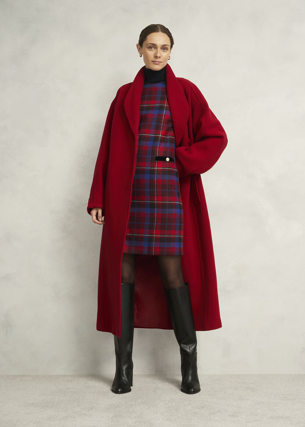 Petite Ingrid Wool Dress, Red Multi, hi-res