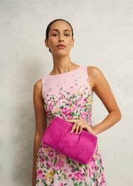 Clifton Suede Clutch, Bright Pink, hi-res