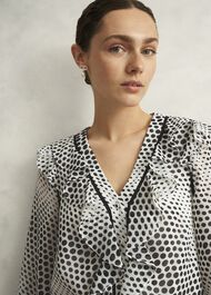 Rosana Ruffle Top, Cream Black, hi-res