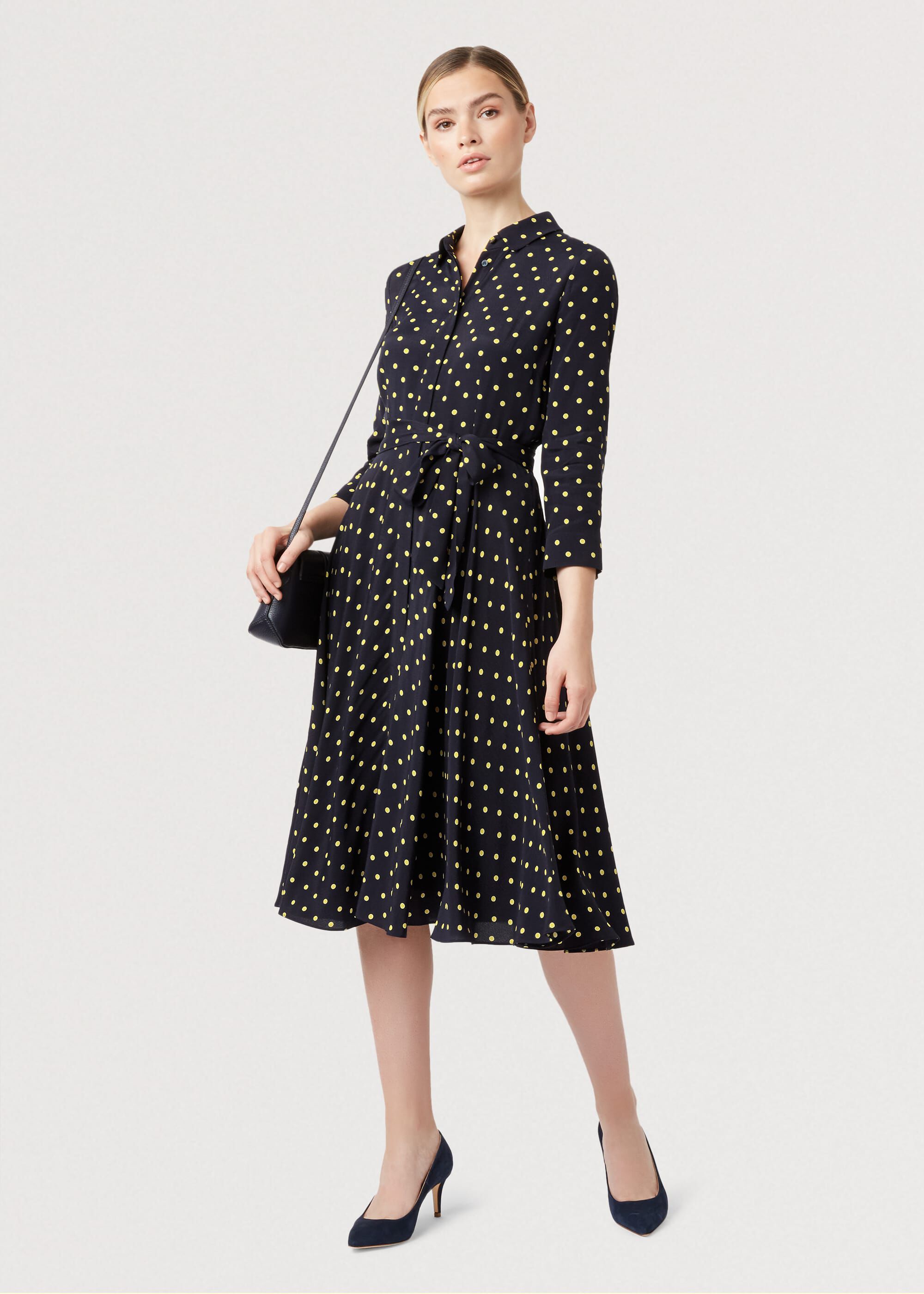 hobbs red polka dot dress