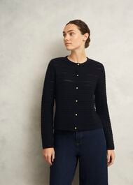 Amber Cotton Cardigan, Hobbs Navy, hi-res