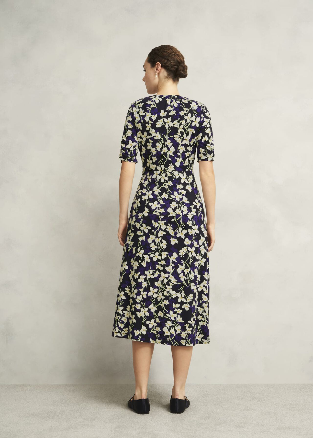 Navy Floral Peyton Jersey Midi Dress, Navy Multi, hi-res