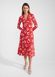 Gabi Jersey Dress, Red Multi, hi-res