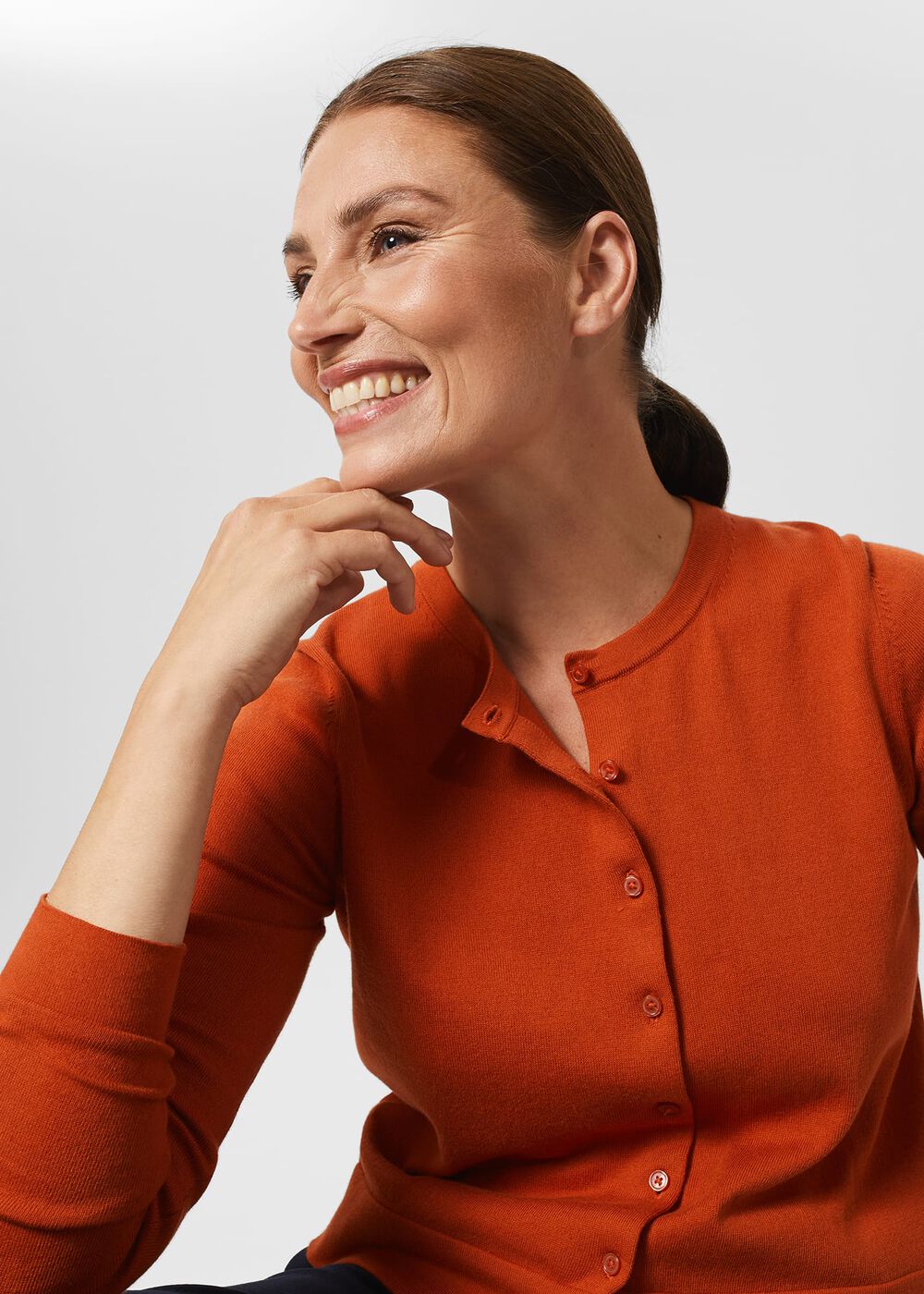 Michelle Cotton Cardigan , Deep Orange, hi-res