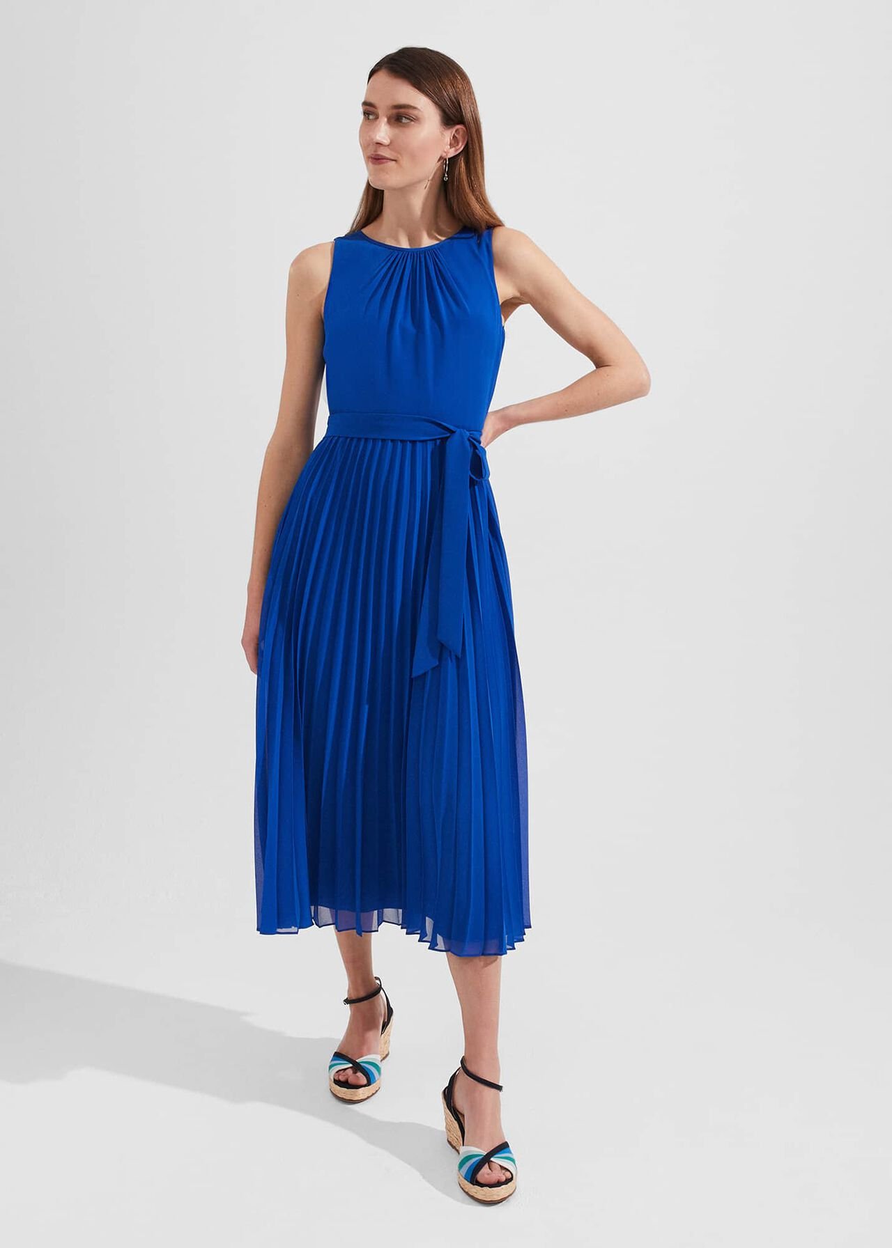 Blythe Pleated Midi Dress, Lapis Blue, hi-res